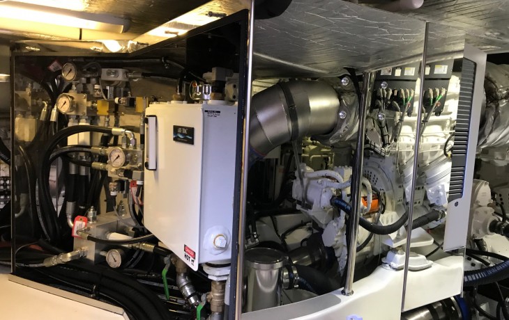 Compact engine room installation of ABT- TRAC stabiliser control system.
